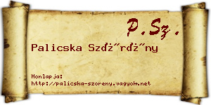 Palicska Szörény névjegykártya